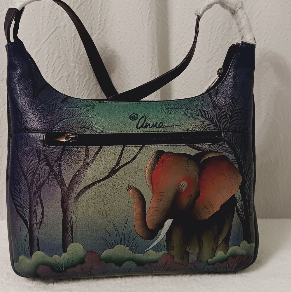 Anuschka Multicolor Elephant Shoulder Bag